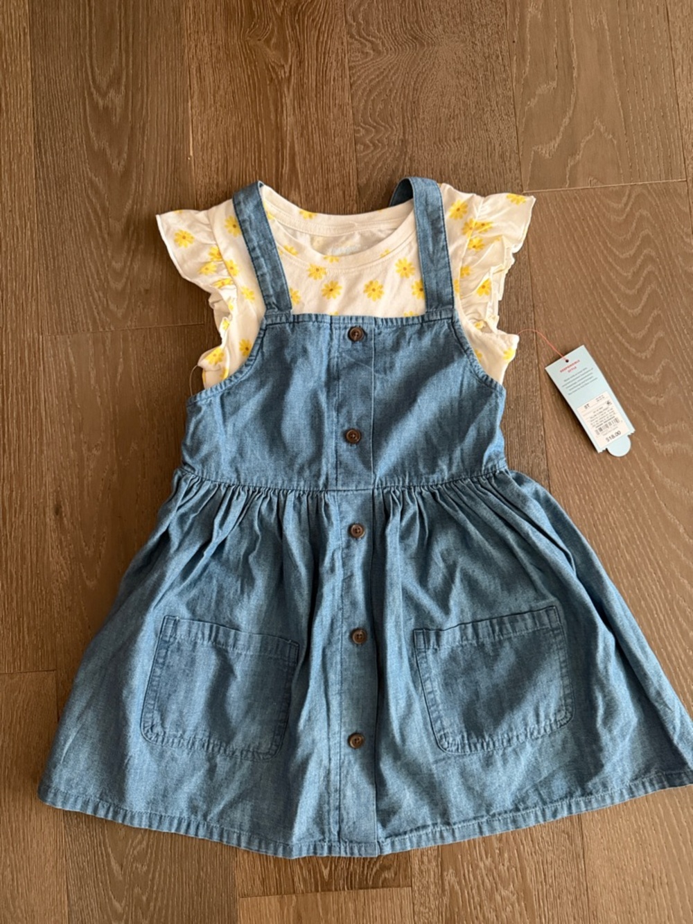 Girls Cat & Jack floral/jean dress. Size:5T. NWT.